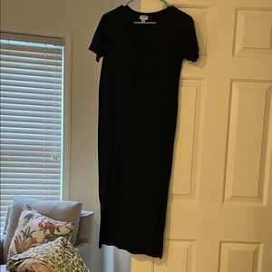 J. Crew Black Short-Sleeve Maxi Dress